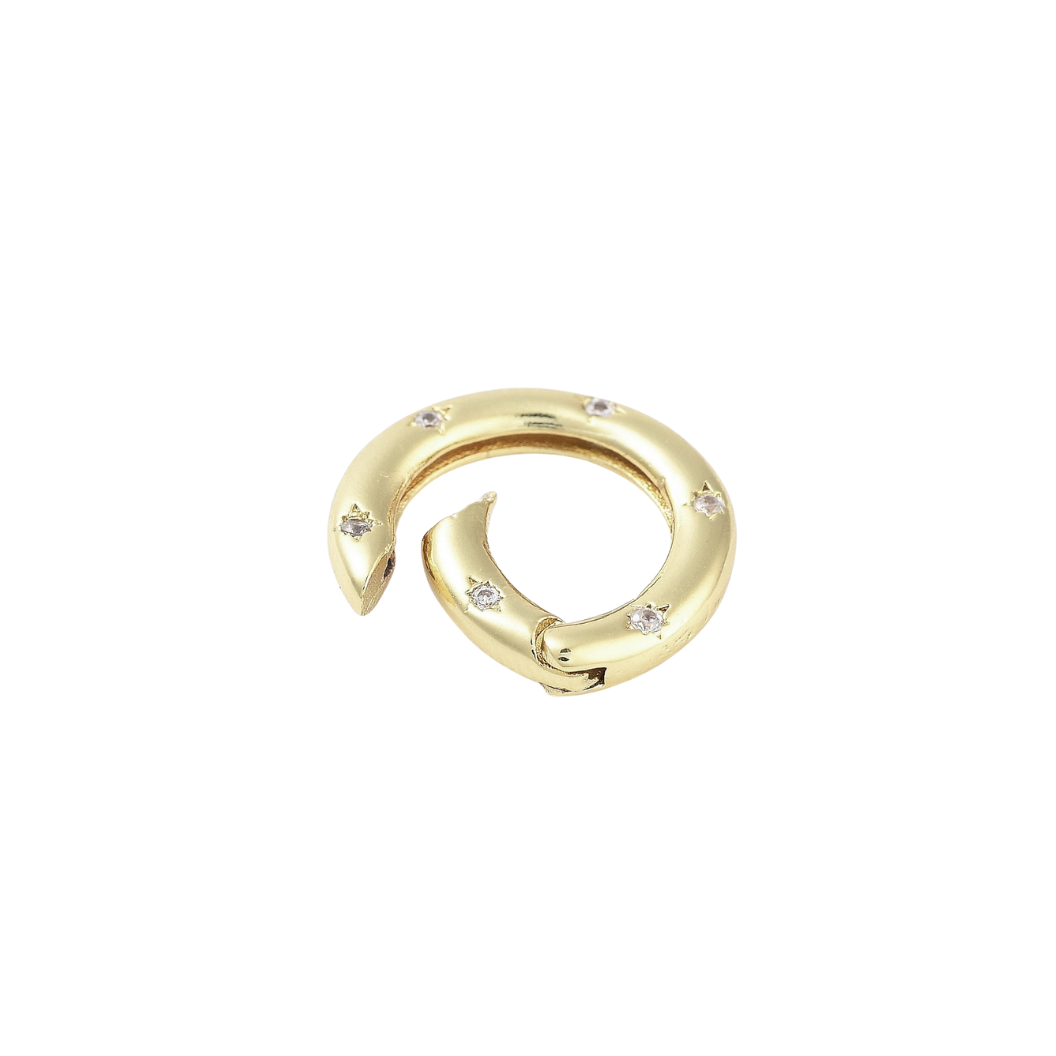 Side view of the Gold Lily Carabiner | Cubic Zirconia Circle Necklace Carabiner