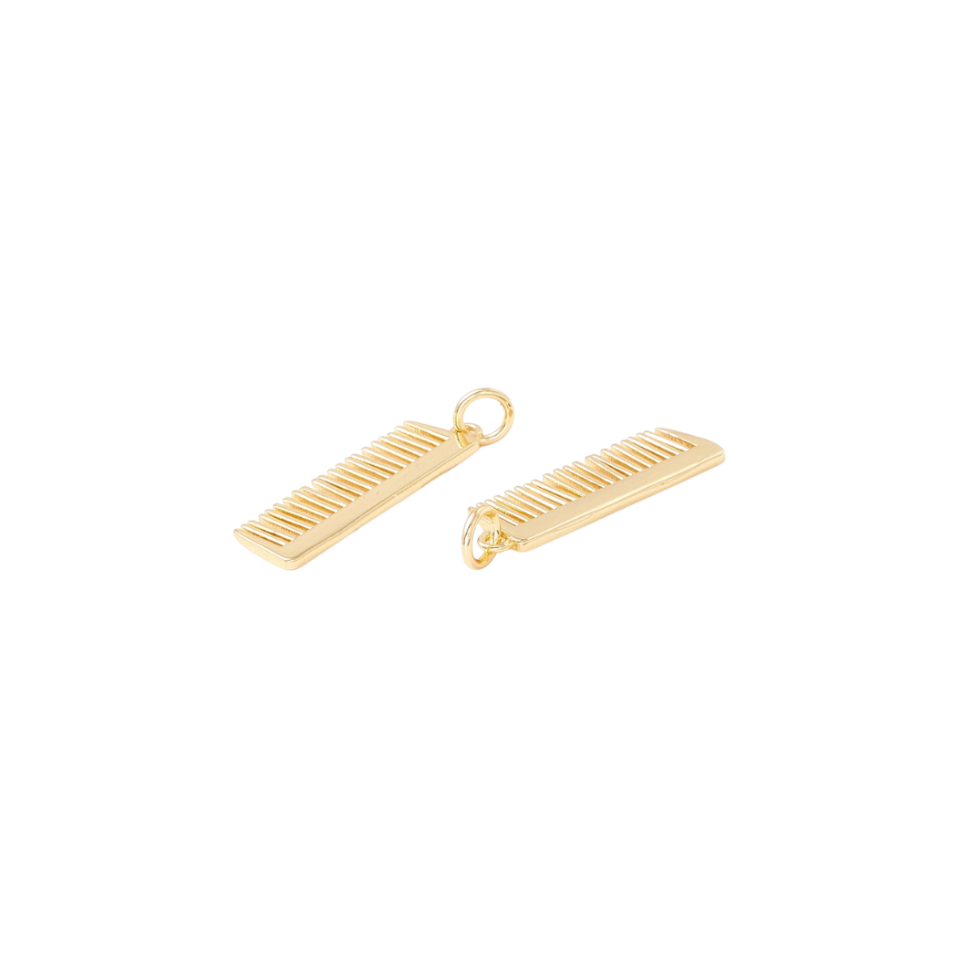 Side view of two Gold Comb Charm
