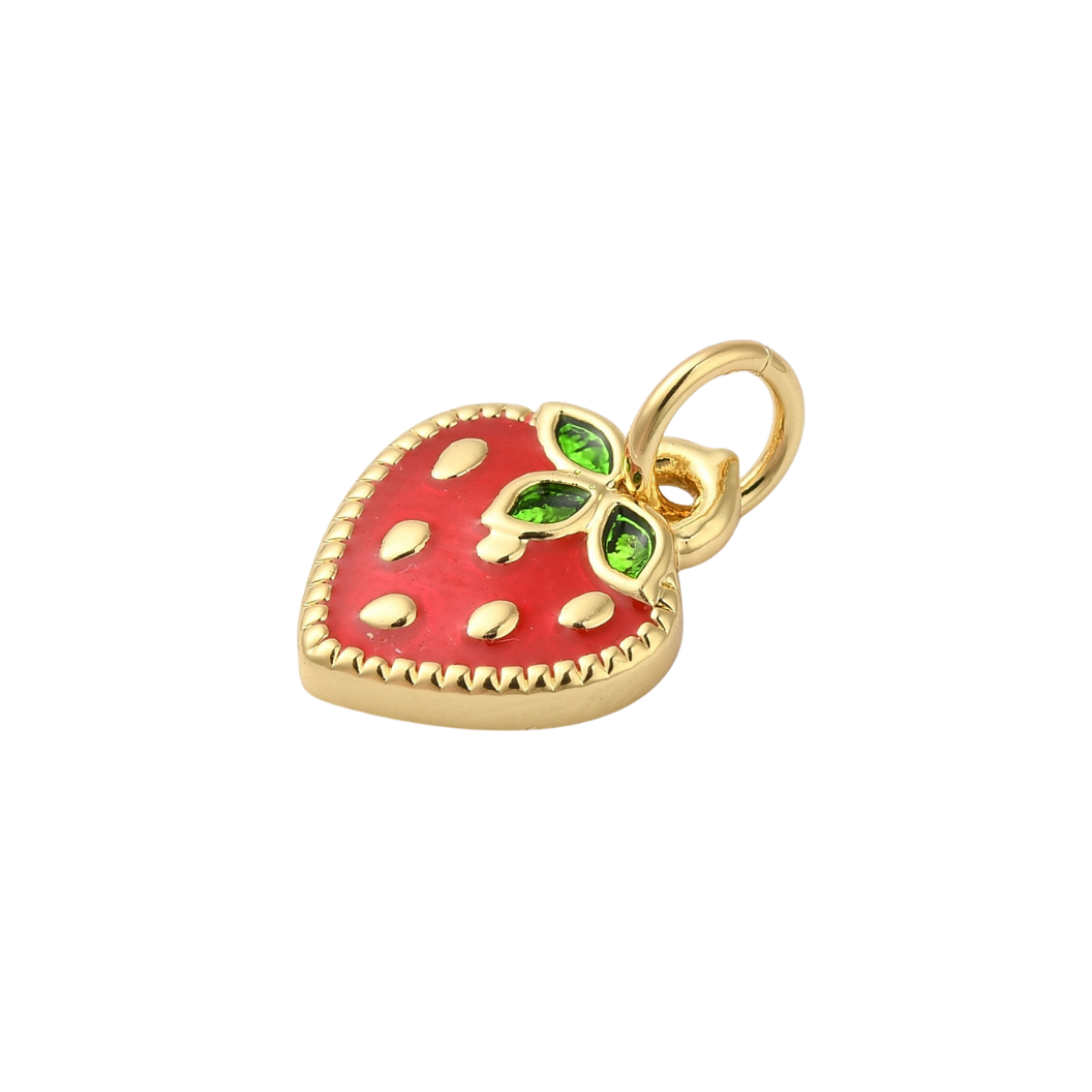Side view of the Gold Strawberry Sparkle Charm