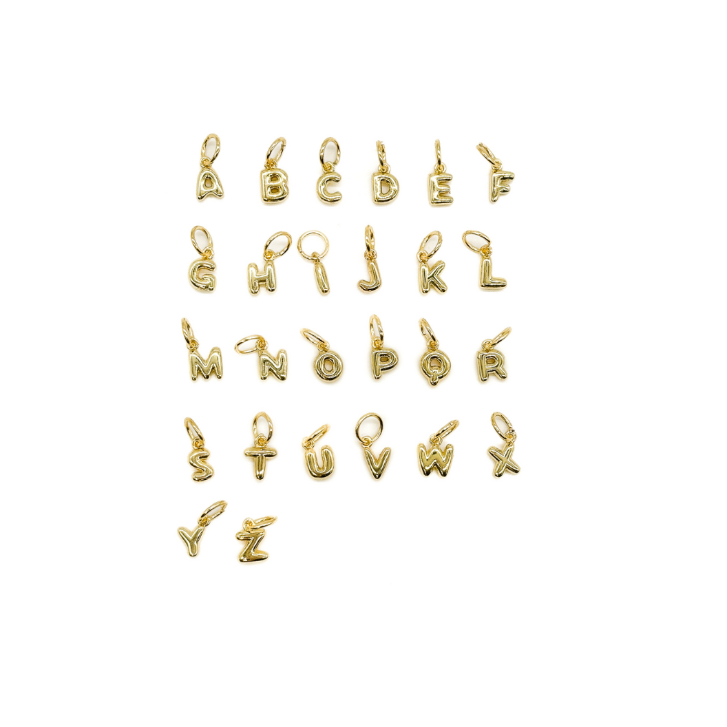 Front of the Gold Mini Bubble Initial Letter | Alphabet Charm Set