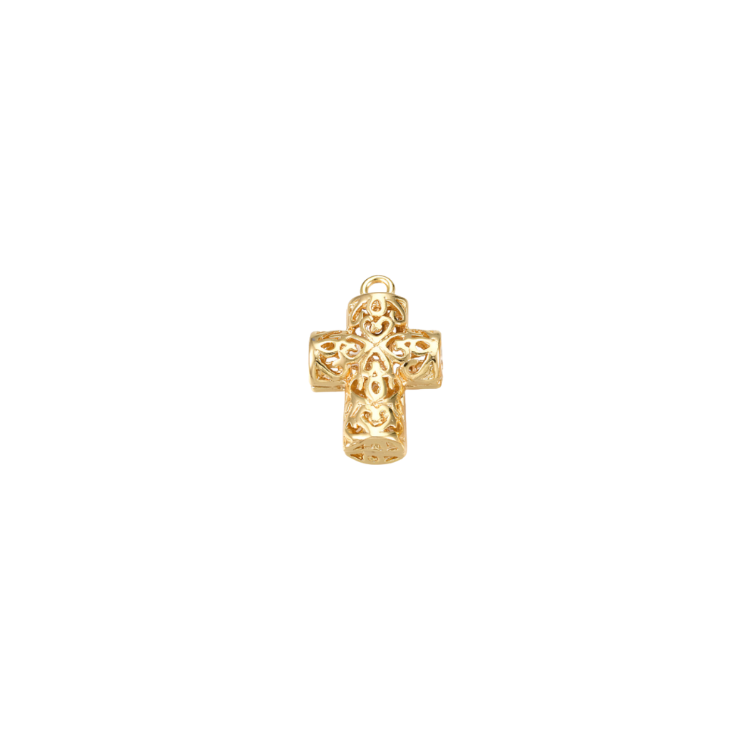 Front of the Gold Hollow Cross Charm