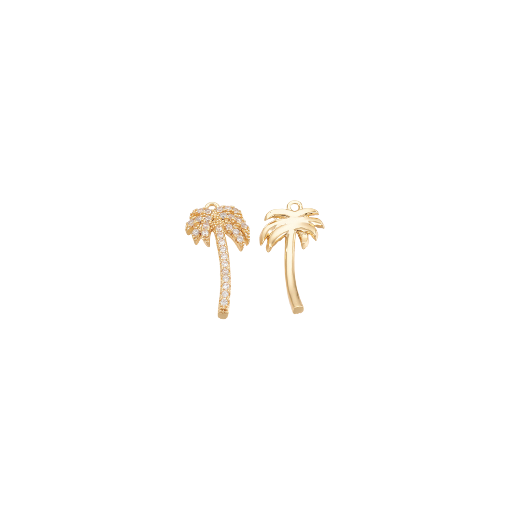 Front and back of Gold Crystal Palm Tree Charm