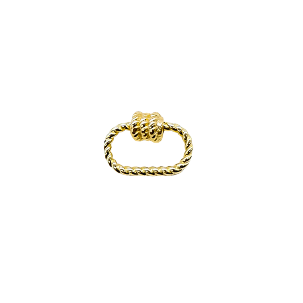 Front of Gold Small Bella Carabiner | Gold Oval Twist Carabiner