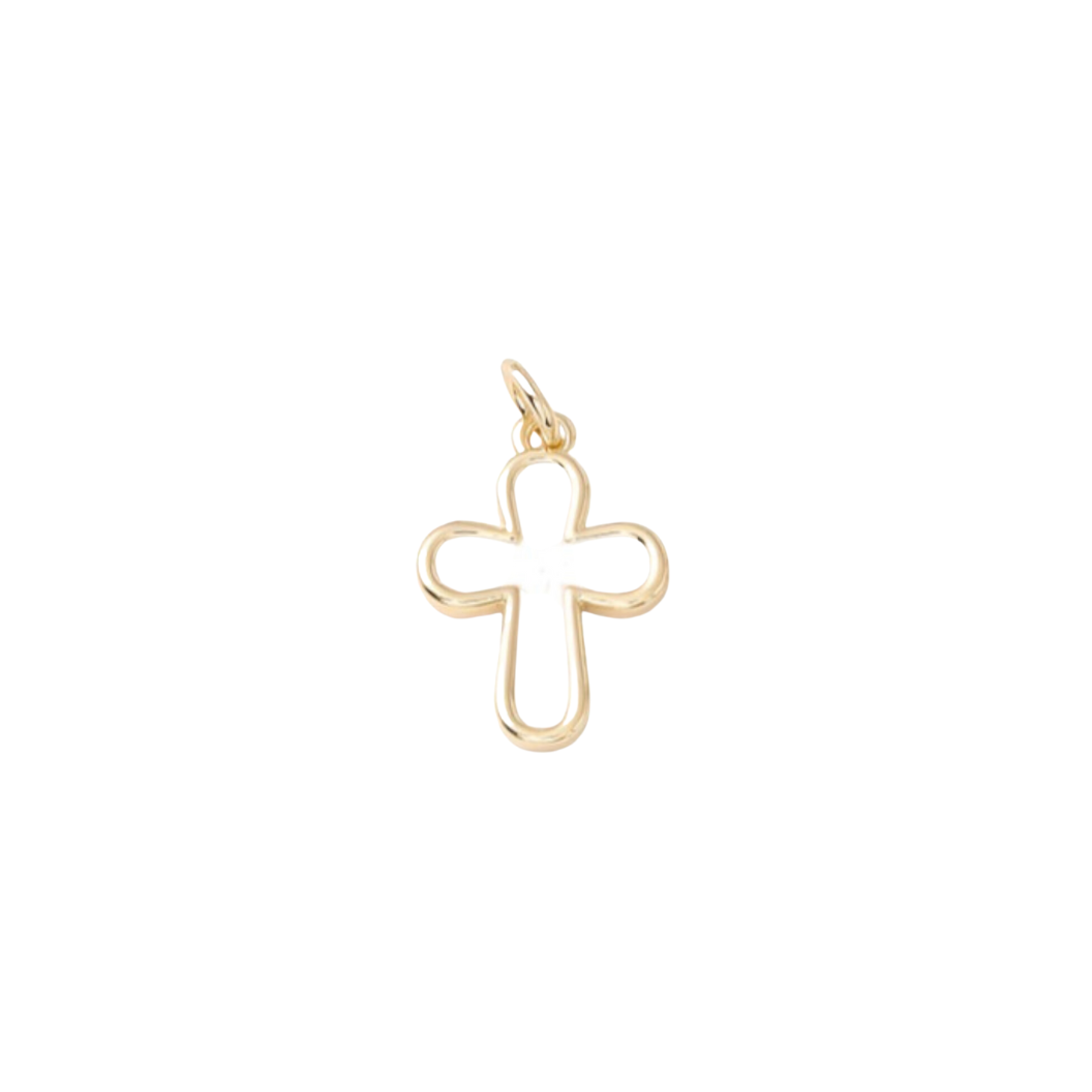 Front of the Gold White Cross Charm