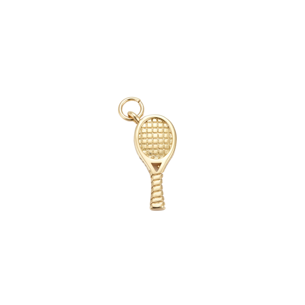 Front of the Gold Tennis Racket Charm