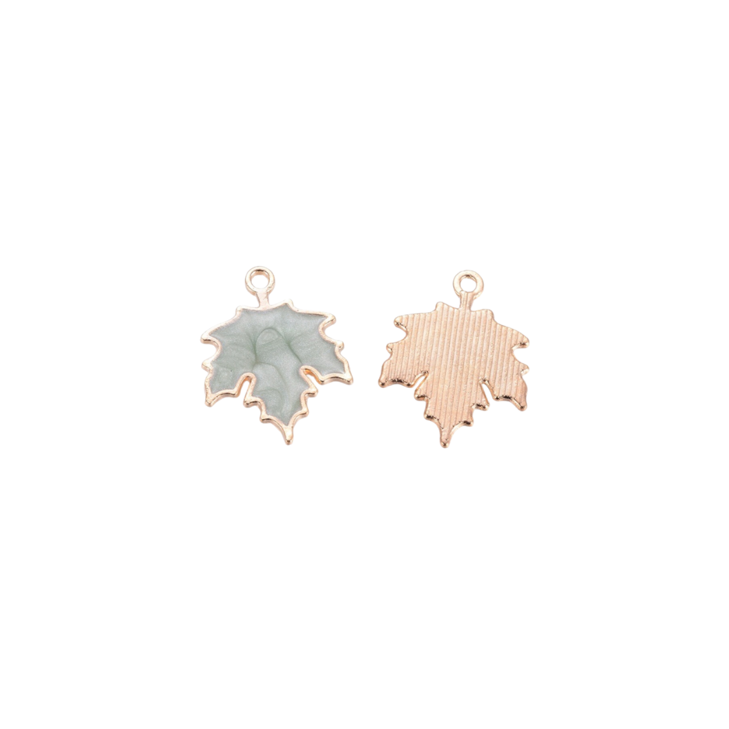 Front & back of Gold Marbled Leaf Charm