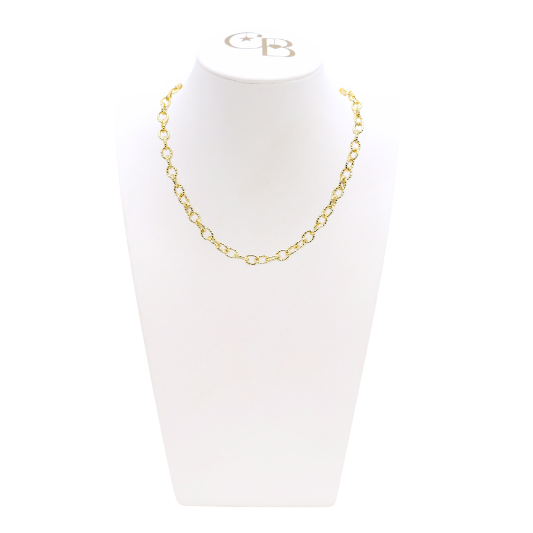 Front view of the Gold Alexis Necklace on CB Bust