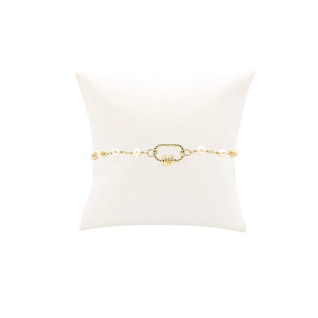 Front of Gold Beth Bracelet with Small Bella Carabiner