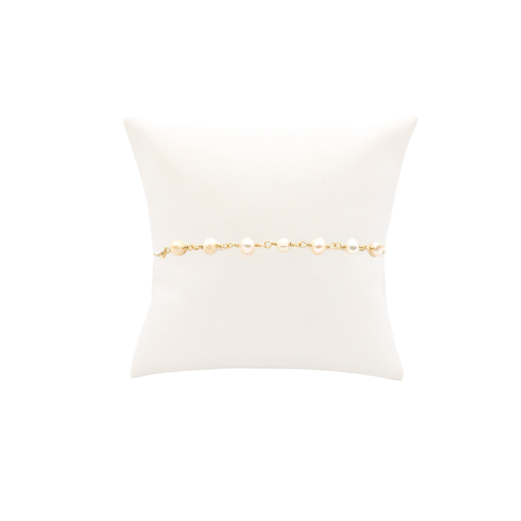 Front of Gold Beth Pearl Charm Bracelet