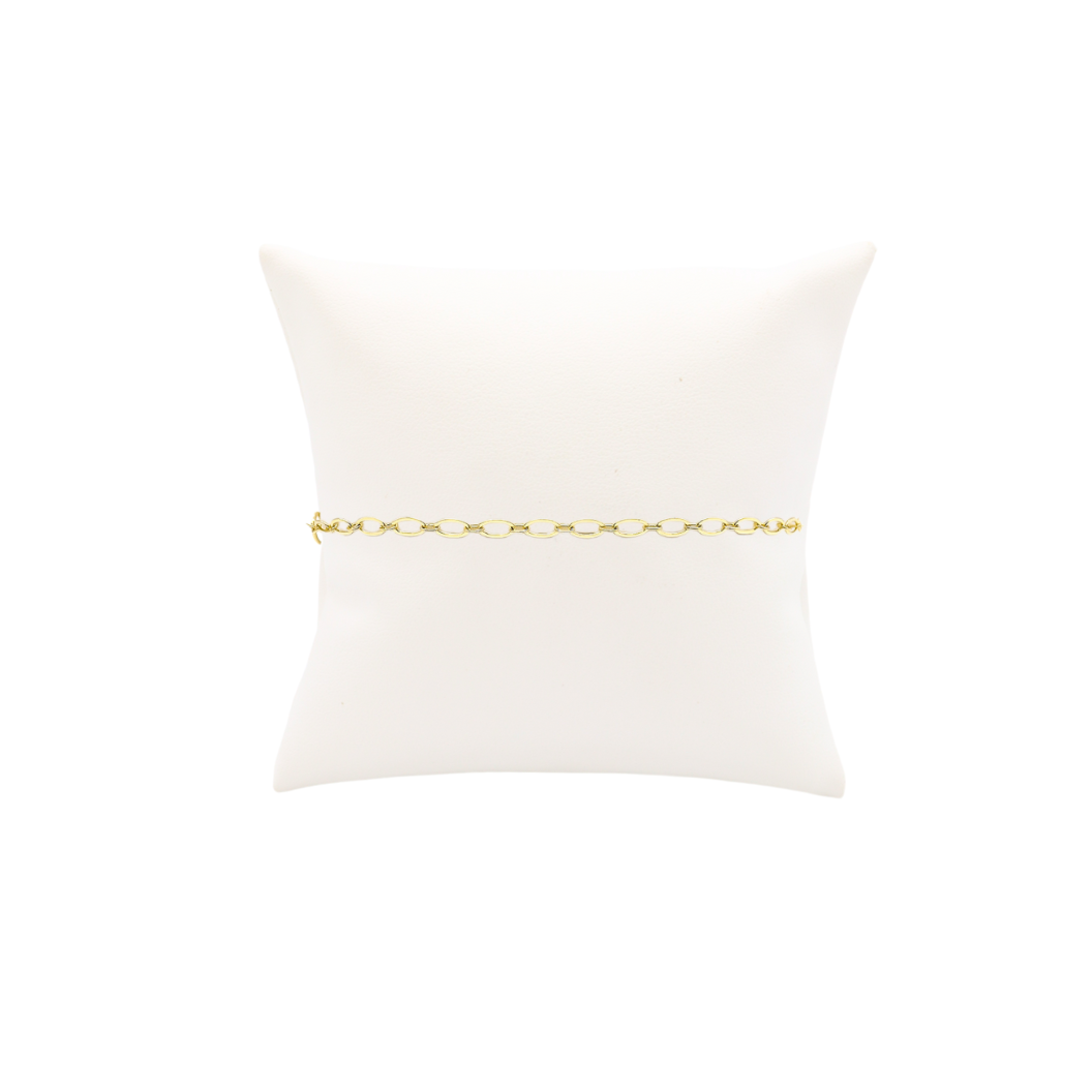 Front of Gold Christie Chain Charm Anklet | 10"