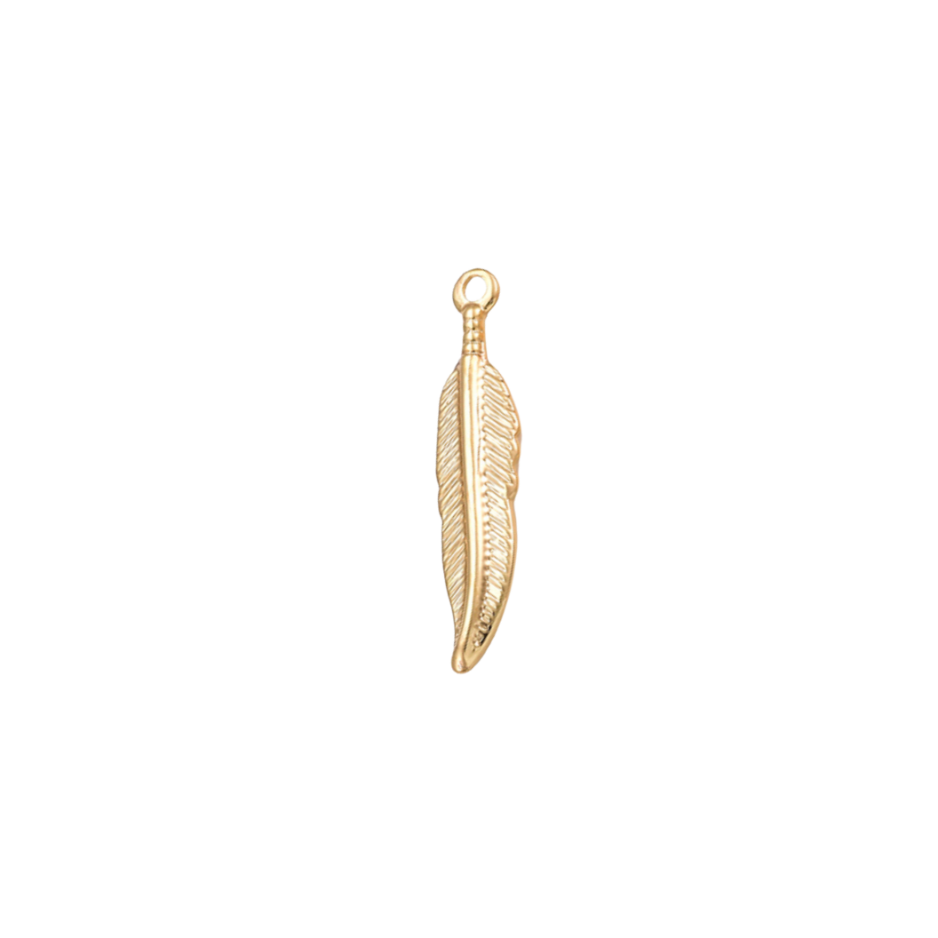 Transparent Gold Light As A Feather Charm