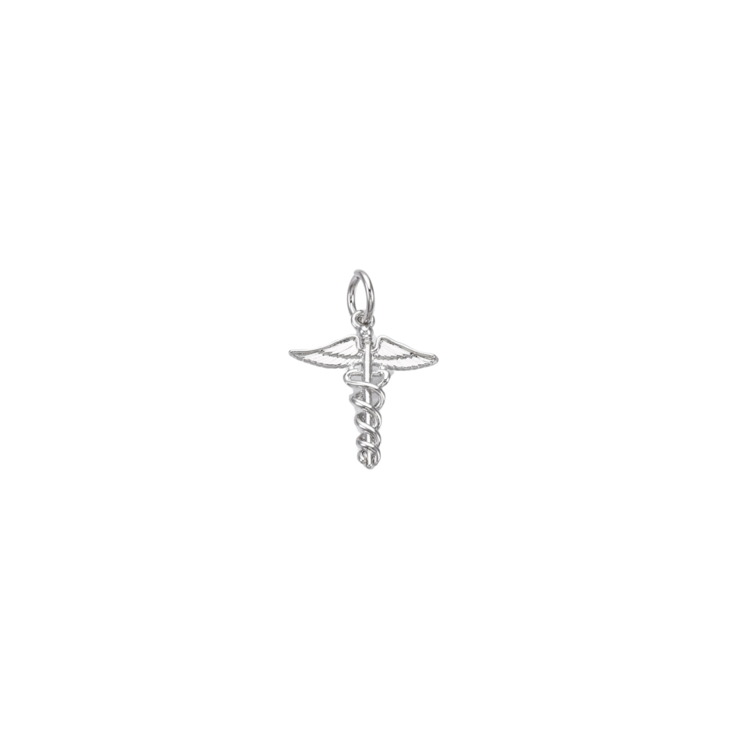 Transparent view of Silver Caduceus Symbol Charm