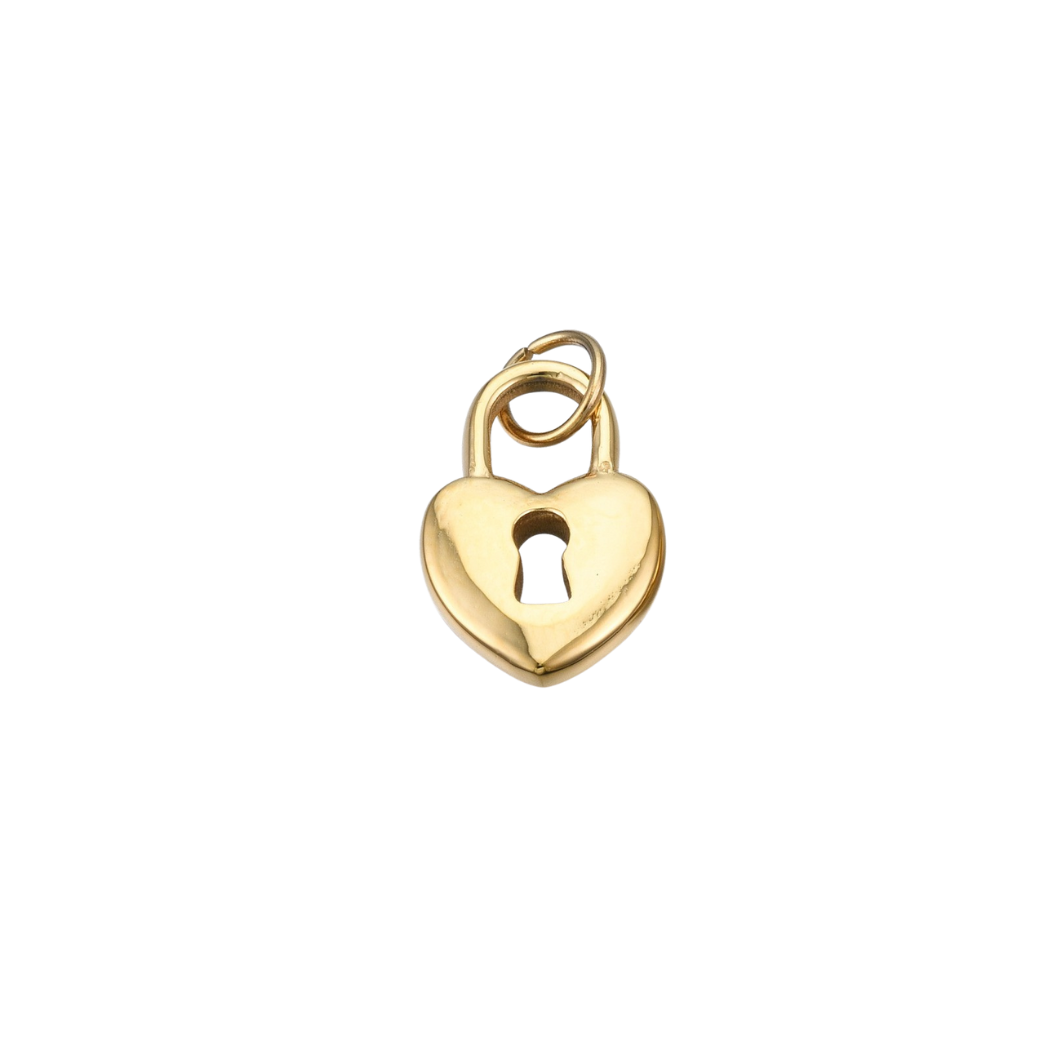 Gold Locked in Love Charm | Waterproof Stainless Steel on transparent