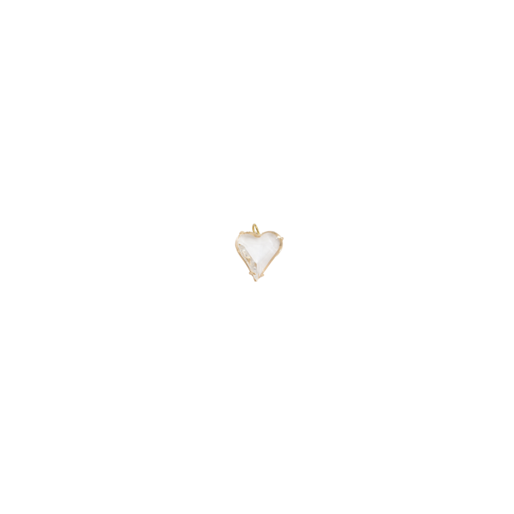 Gold Framing Glass Heart Pendant Charm