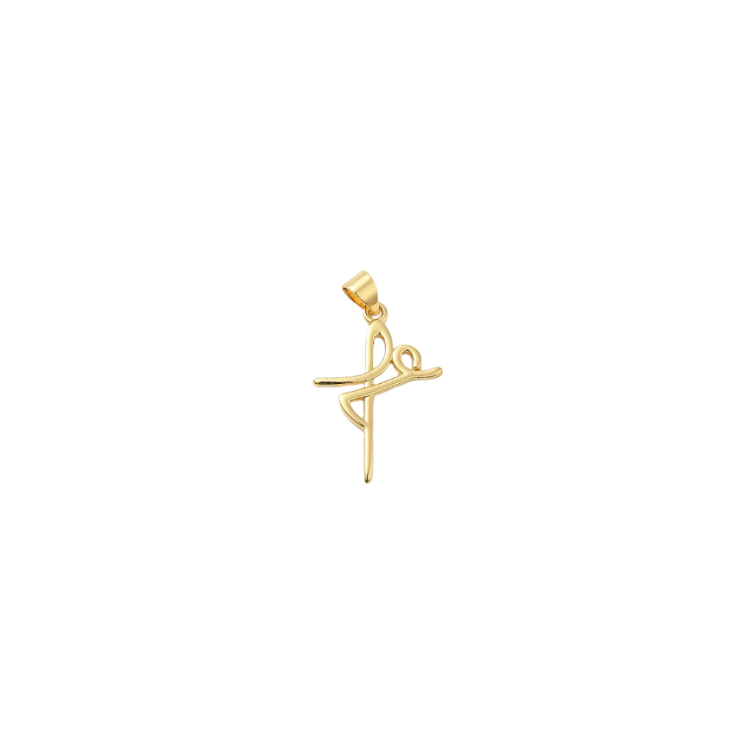 Gold Faith Cross Charm – Christian Pendant