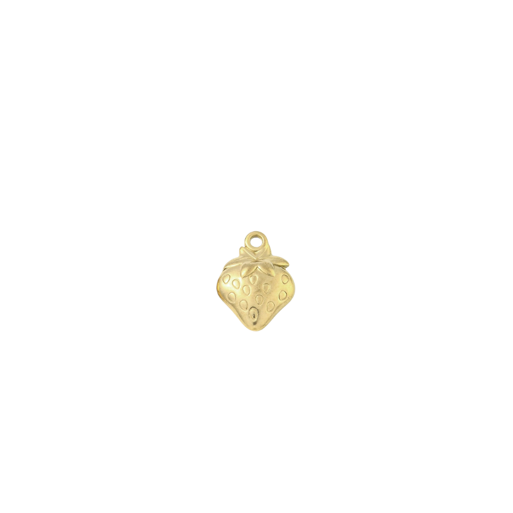 Gold Fresh Picked Strawberry Charm - Waterproof Stainless Steel