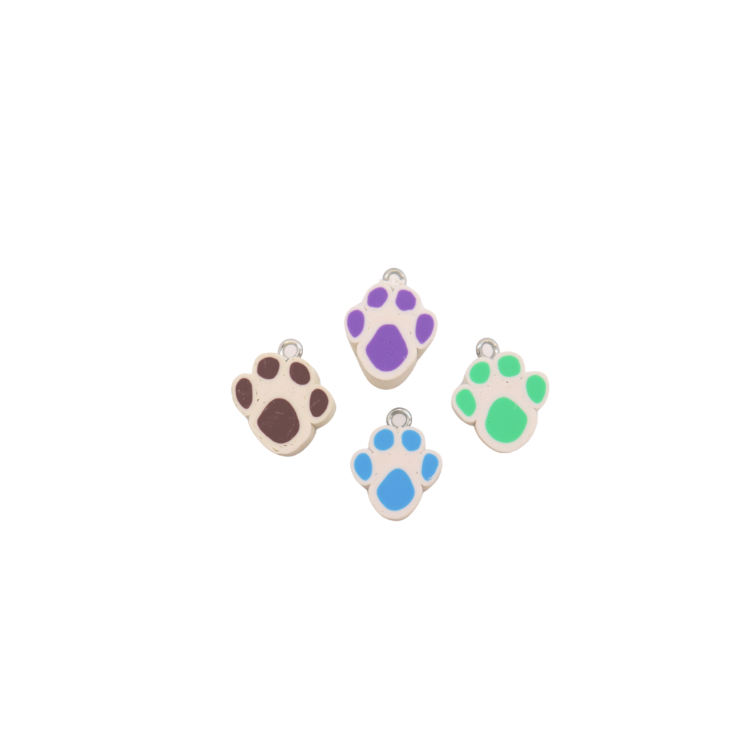 Front of four Paw Print Lanyard Charms | Assorted