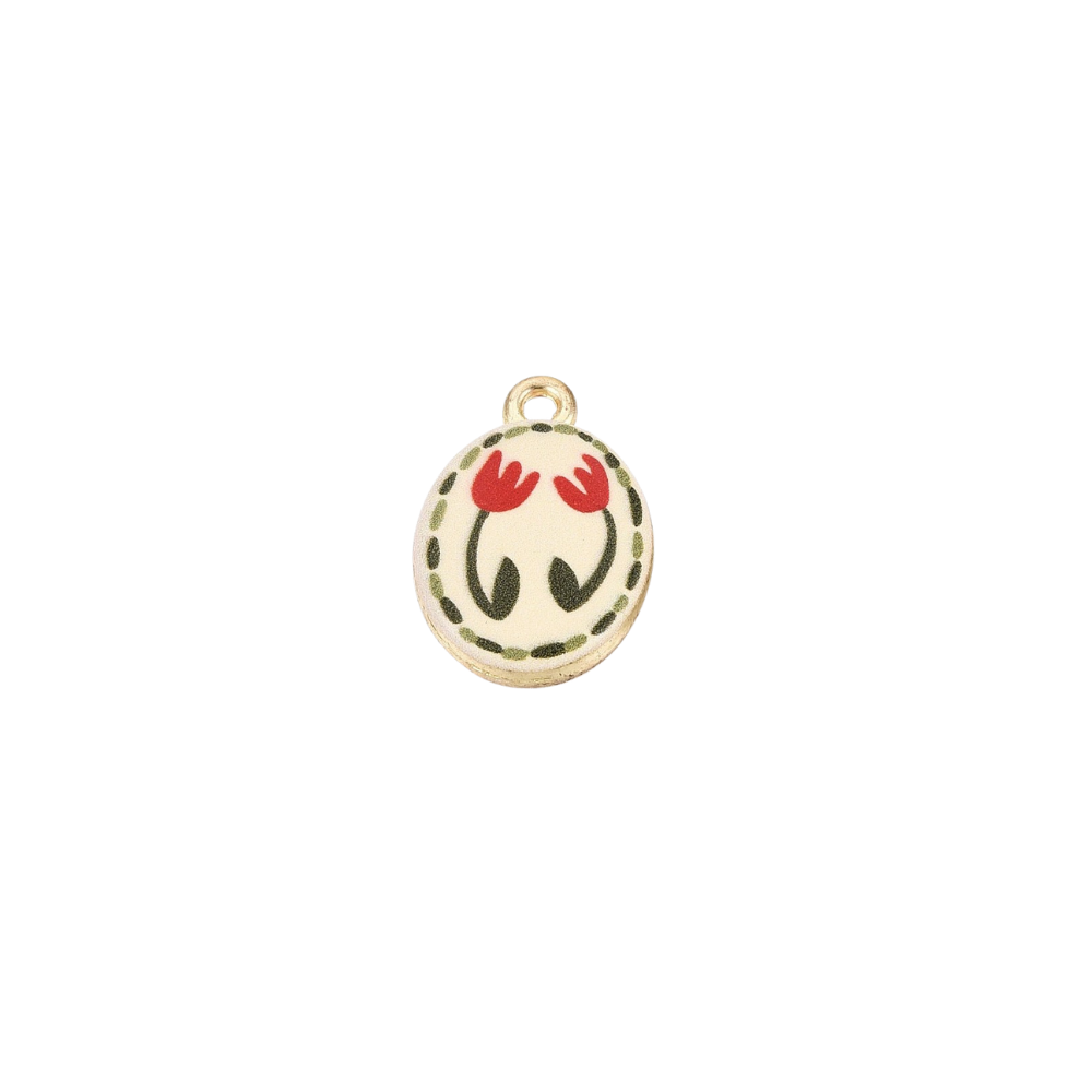 Gold Red Tulip Charm