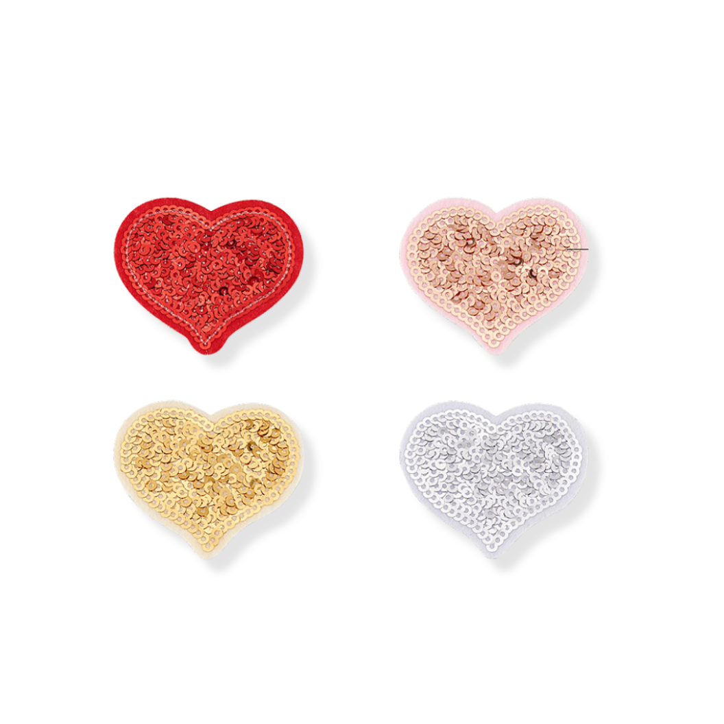 Front view of the Rhinestone Heart Patches | Assorted