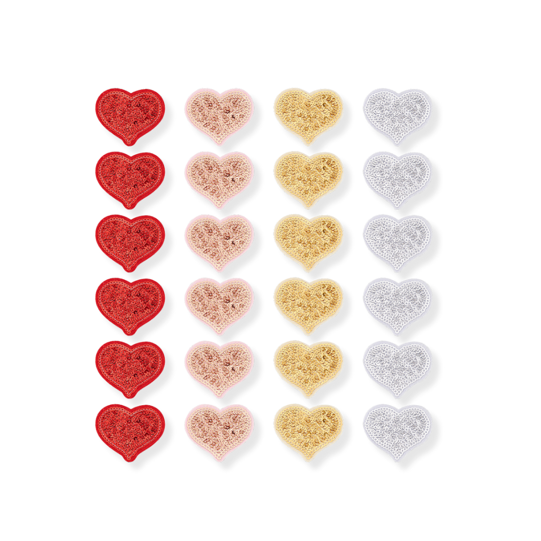 Front view of the Rhinestone Heart Patches | Assorted
