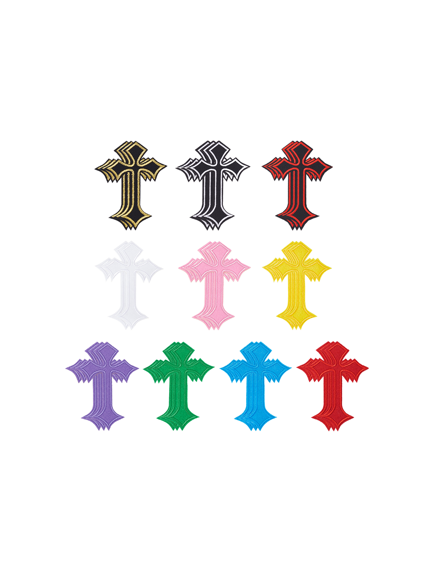 Front view of the Multicolored Cross Patches | Assorted