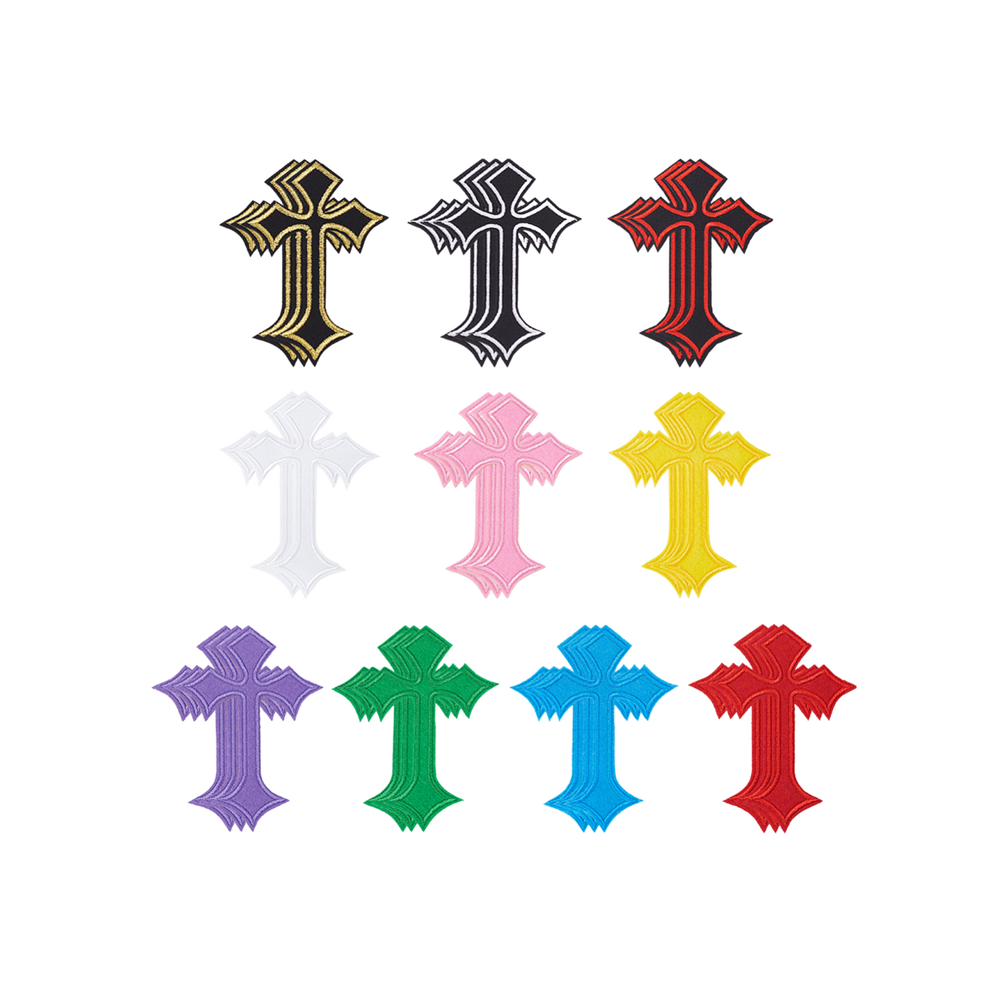 Front view of the Multicolored Cross Patches | Assorted