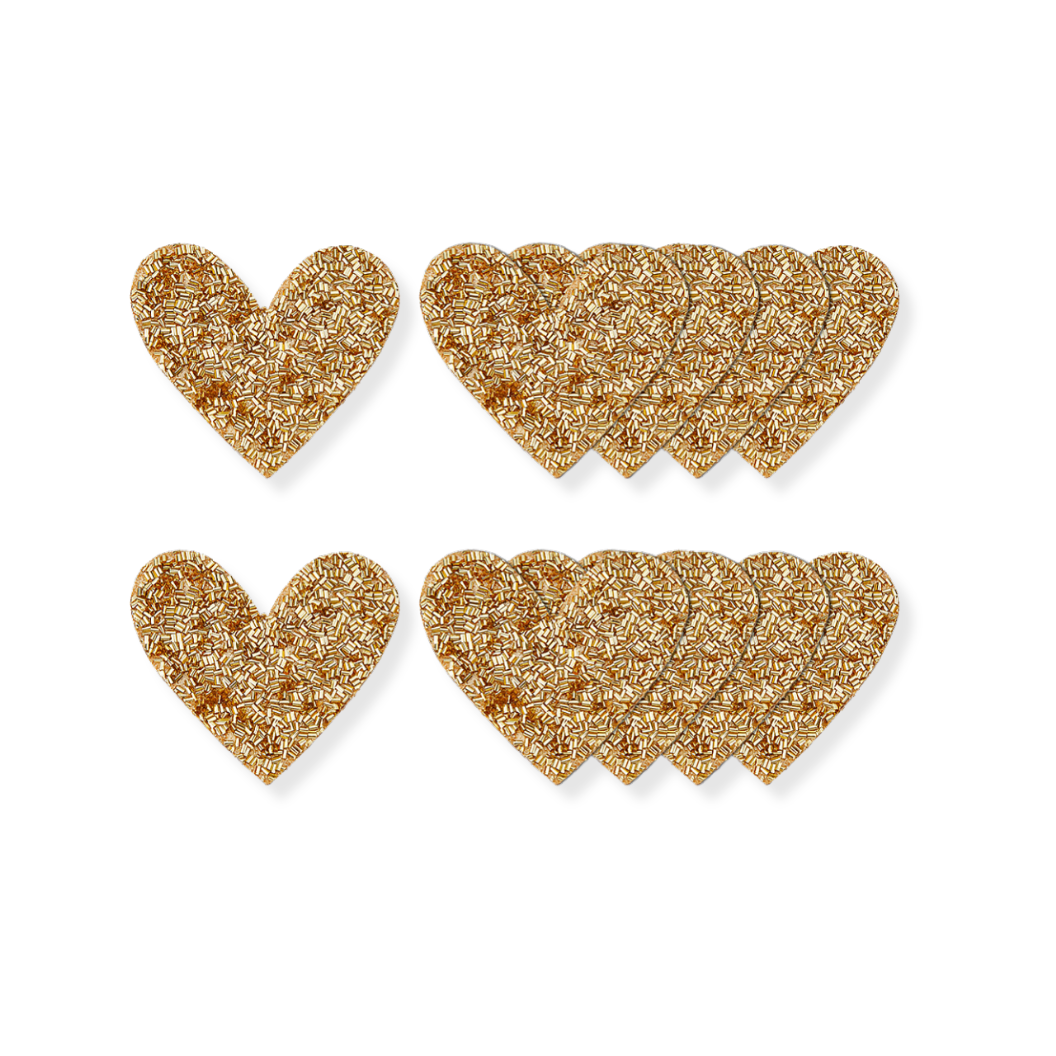 Front view of the Gold Beaded Heart Patch