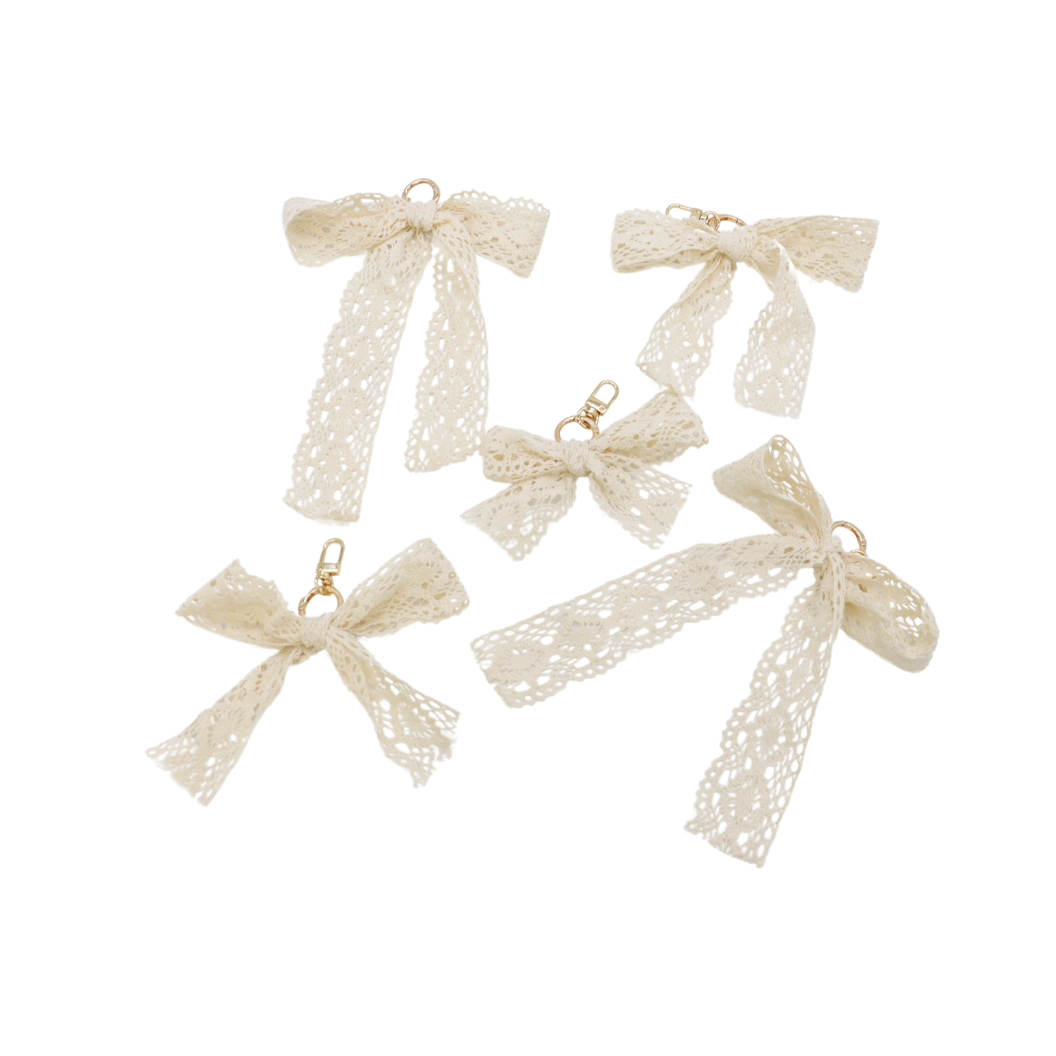 Front View of the Lace Bow Purse Charm | Ivory