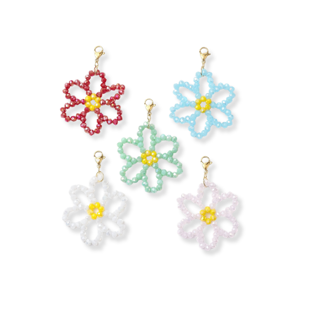 Front view of the Assorted Beaded Flower Charms | Pack of 2