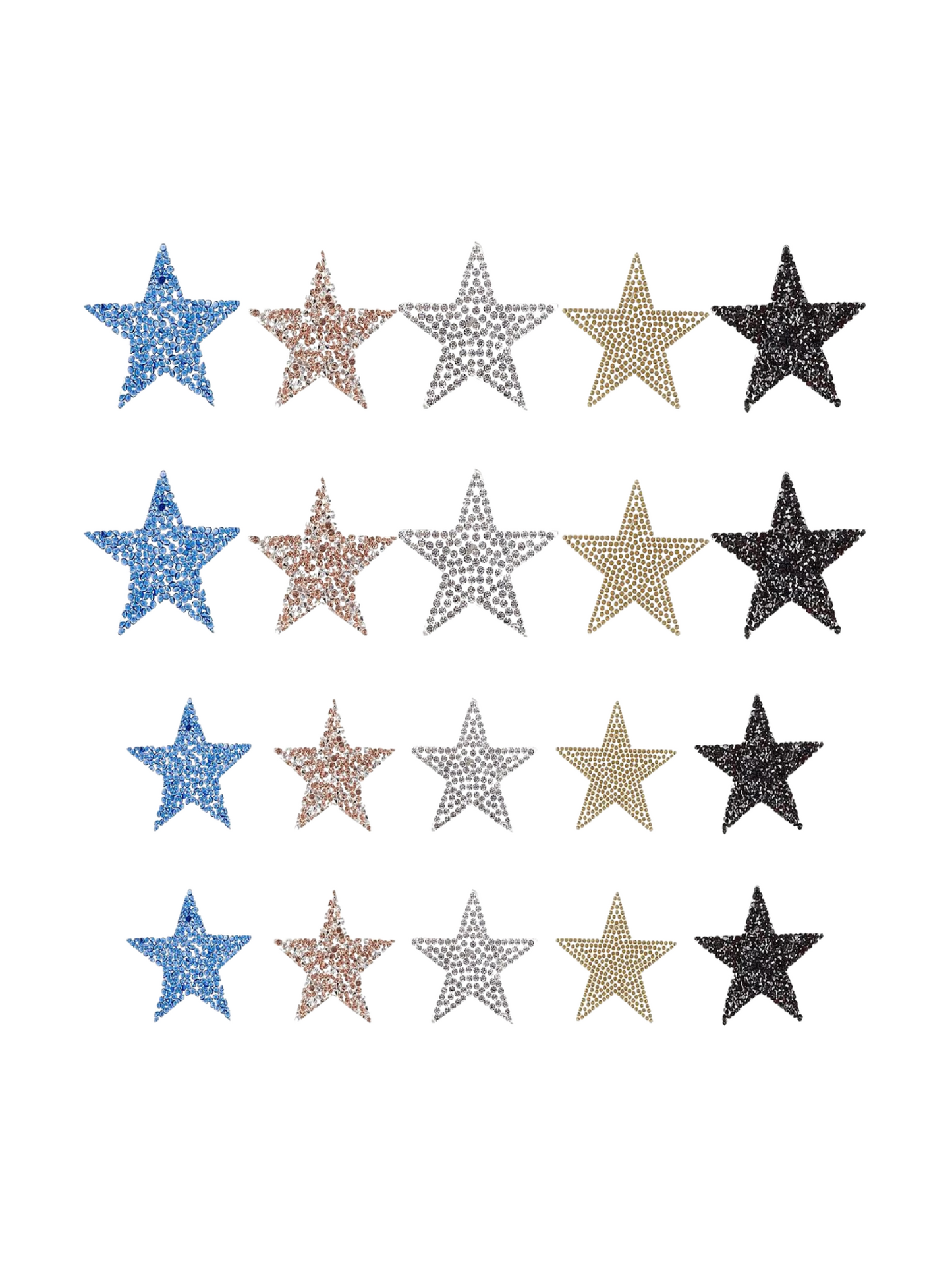 Front view of the Rhinestone Star Patches | Assorted