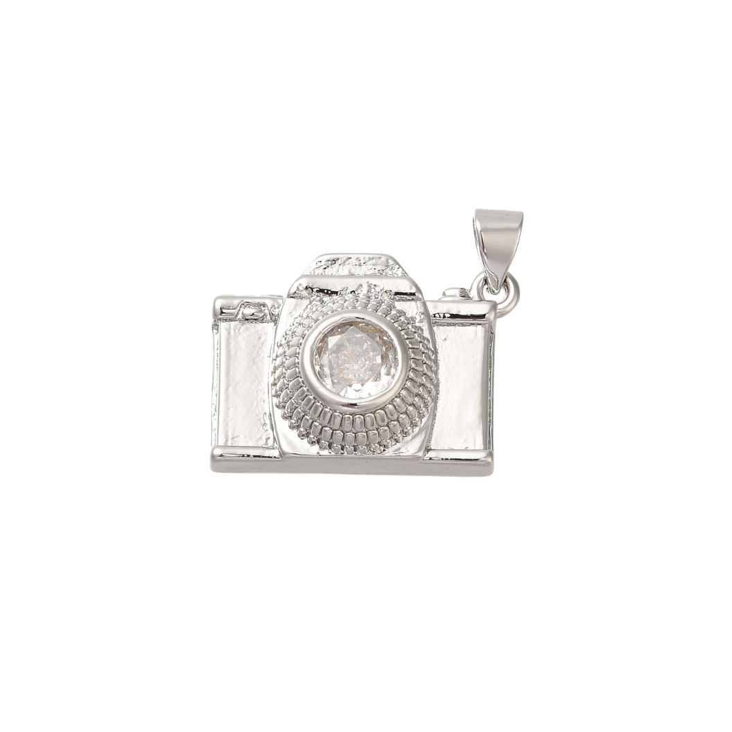 Front of Silver Memories Camera Charm (Large)