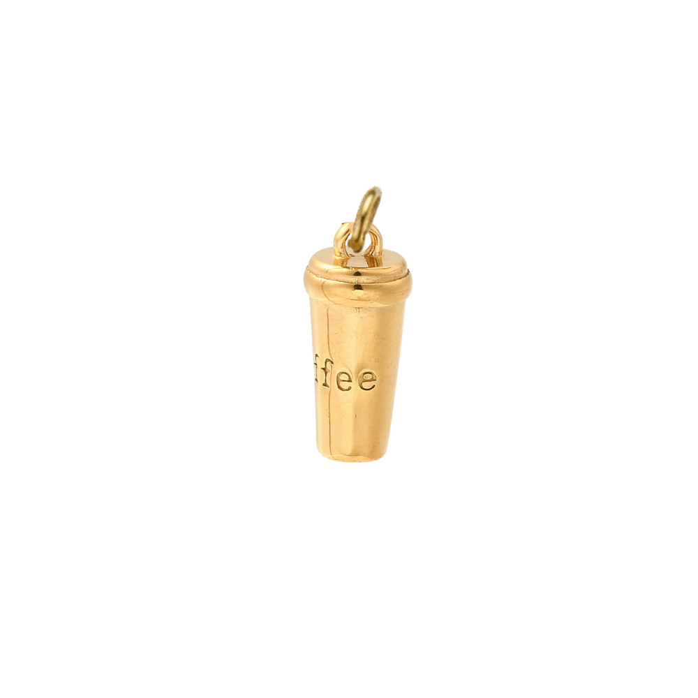 Gold Coffee Cup Charm | Waterproof Stainless Steel
