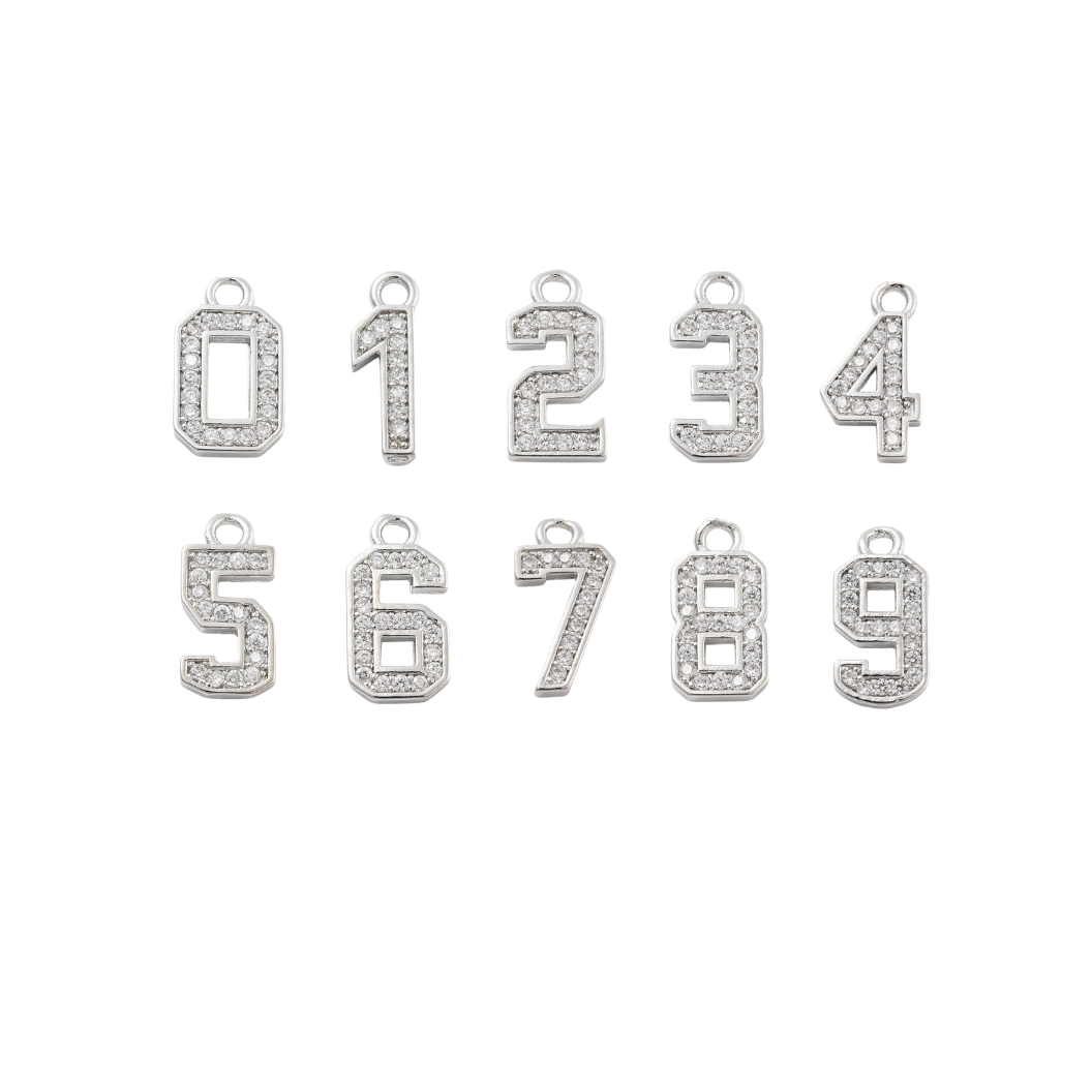 Silver Pave Number Charm | Number Set