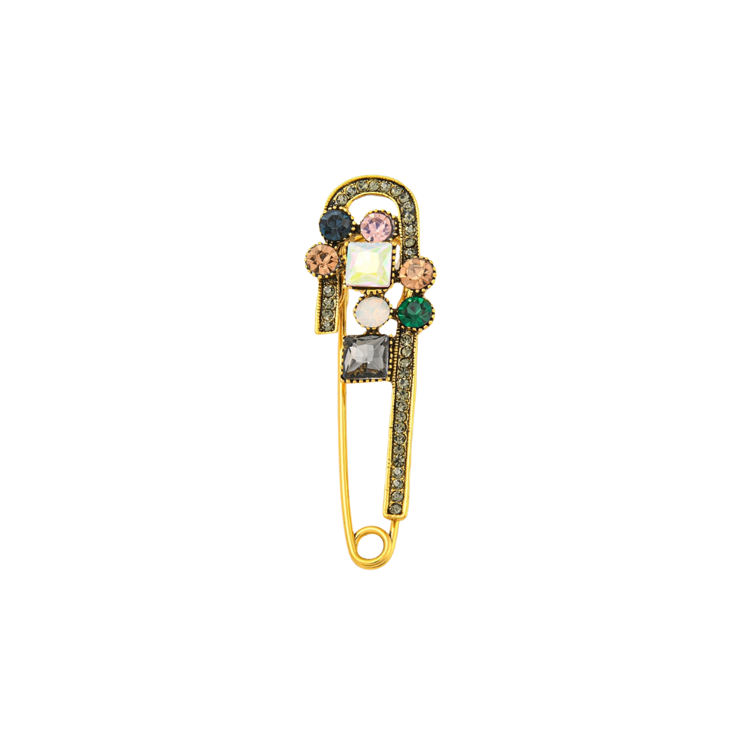 Front View of the Gold Enchanted Brooch with Rhinestones | Shoe, Purse & Hat Charm