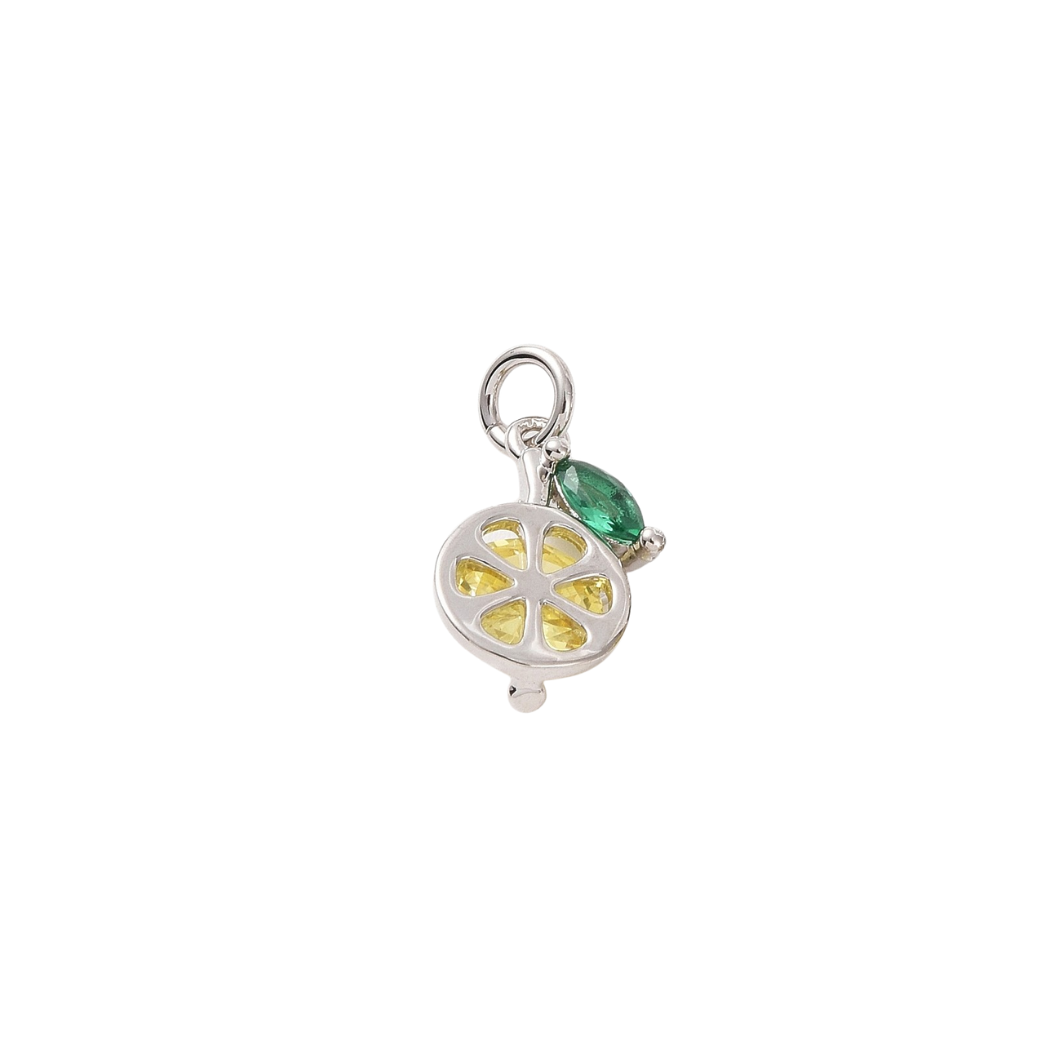 Front View of the Silver Lemon with Cubic Zirconia Charm