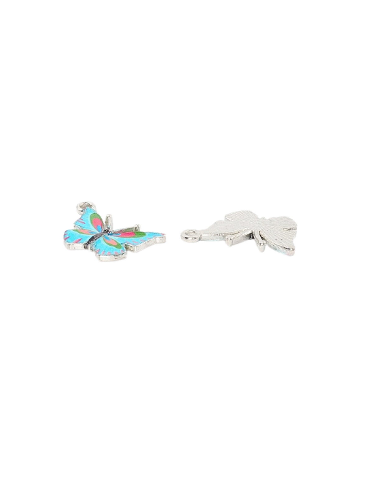 Side view Silver Blue Butterfly Charm