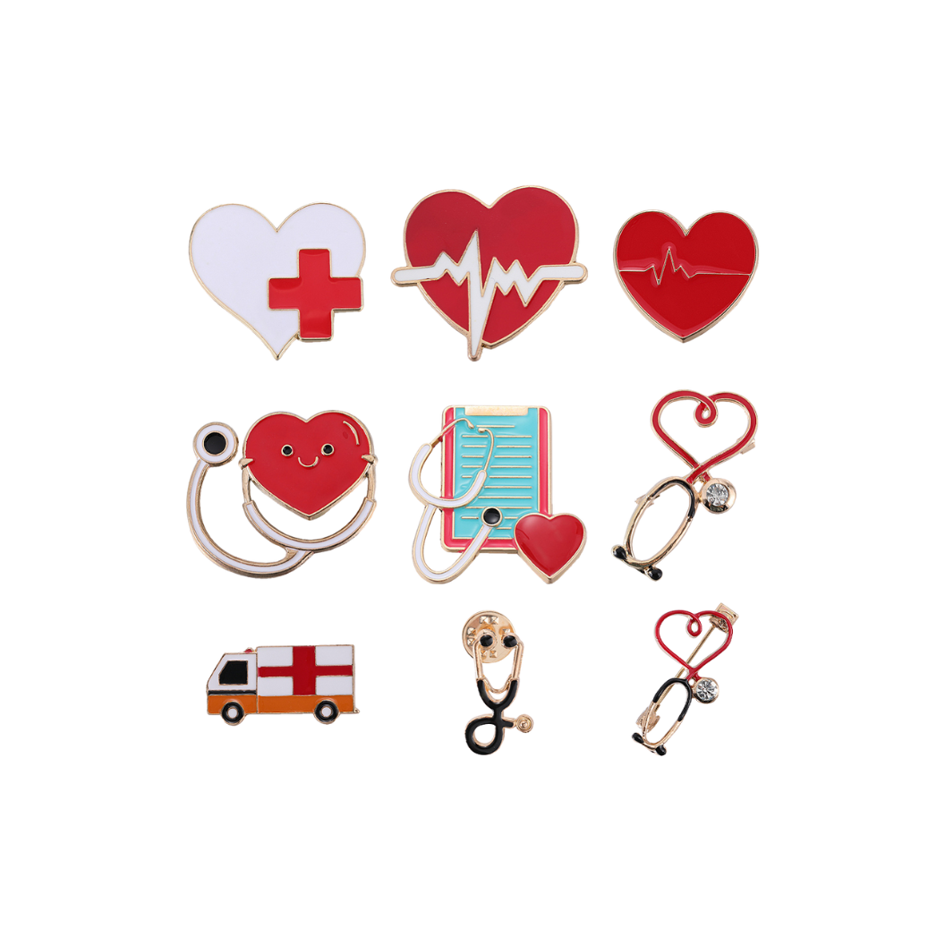 Transparent Gold Healthcare Heroes Brooches - Assorted