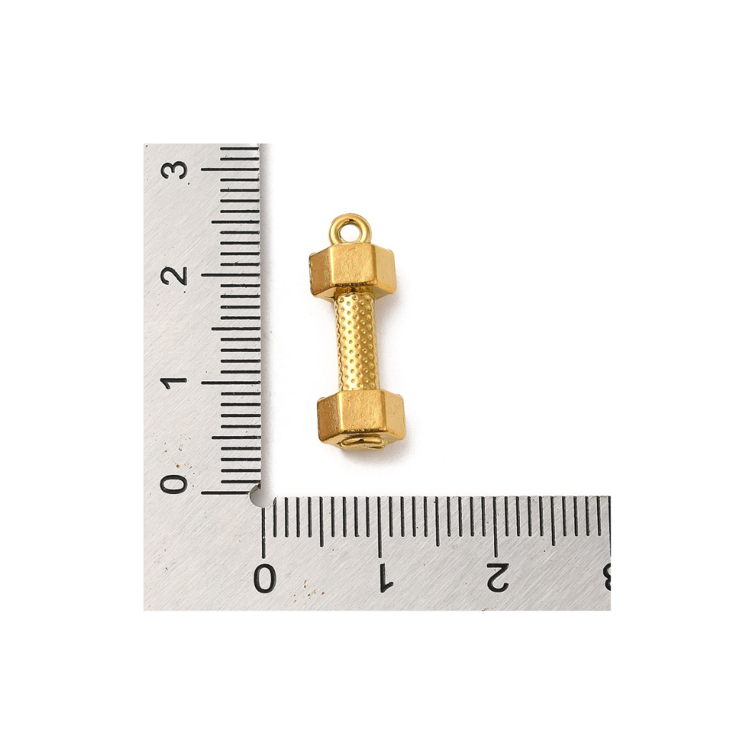 Length view of the Gold "Work it Out" Dumbbell Charm
