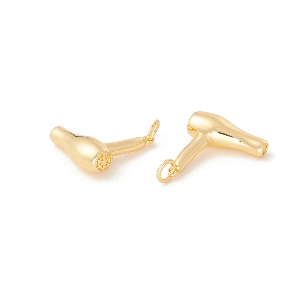 Front & side view of the Gold Blowdryer Charm