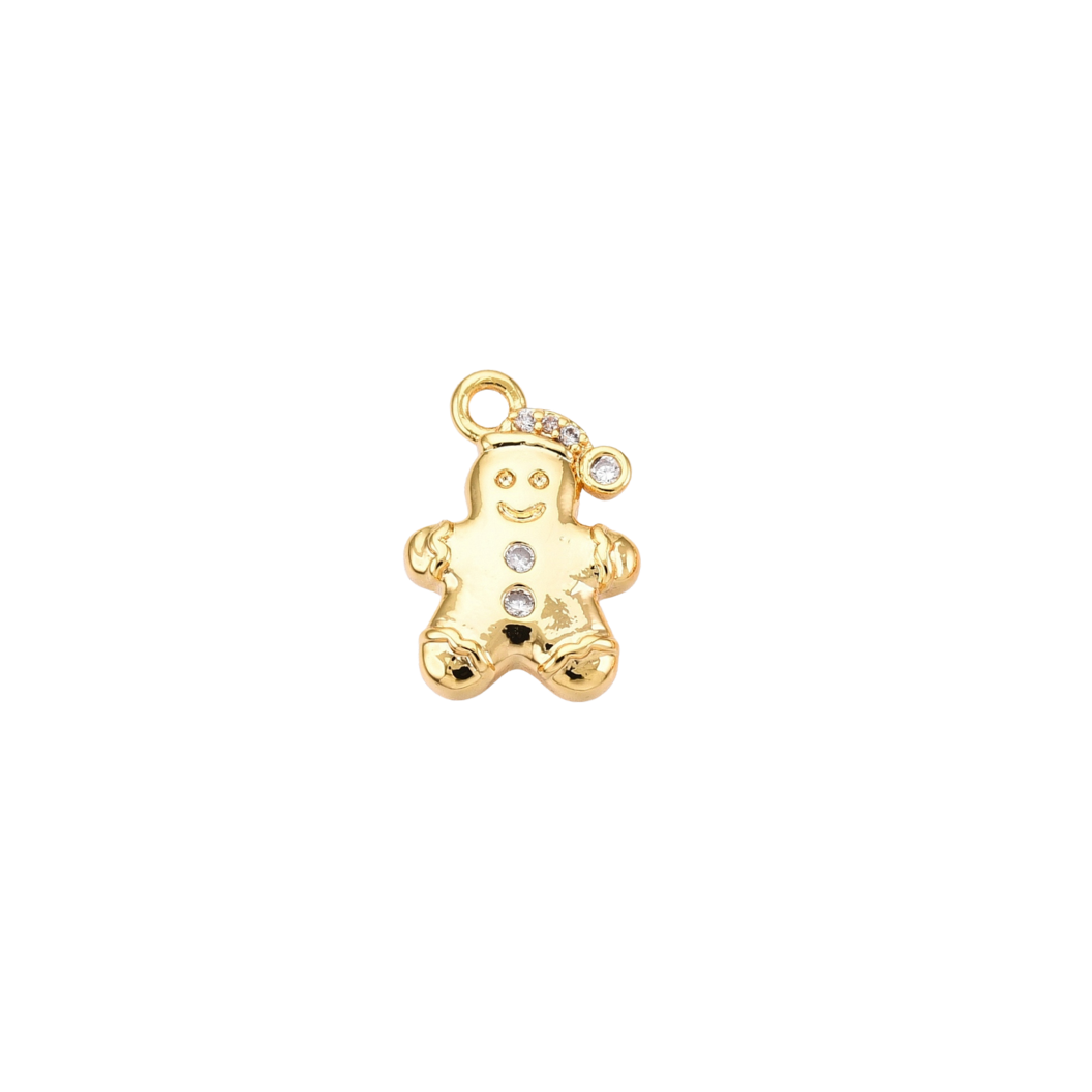 Gold Cubic Zirconia Gingerbread Man