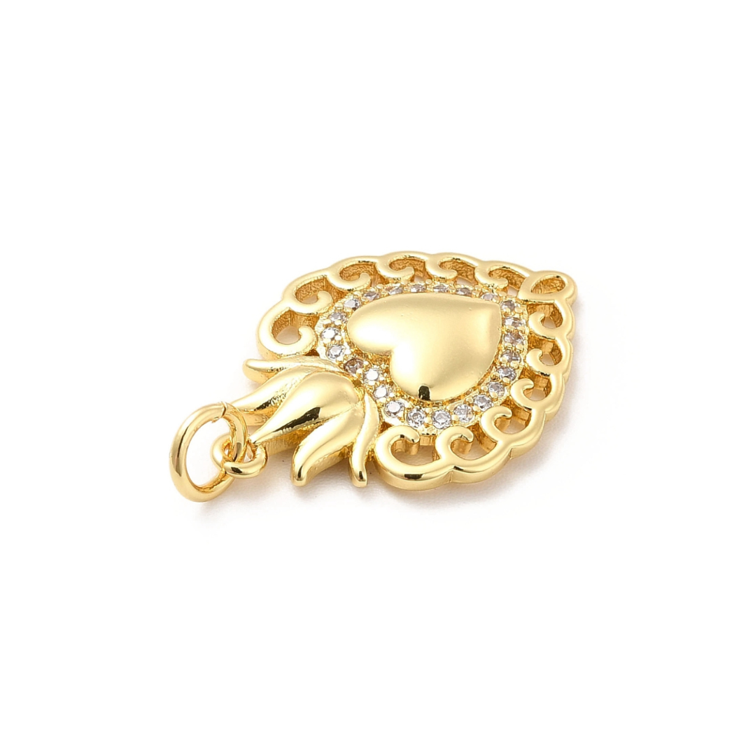 Side view of the Gold Sacred Heart Charm