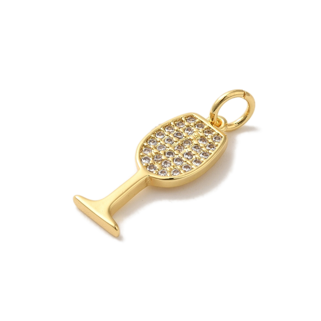 Side view of the Gold Cubic Zirconia Wine Glass