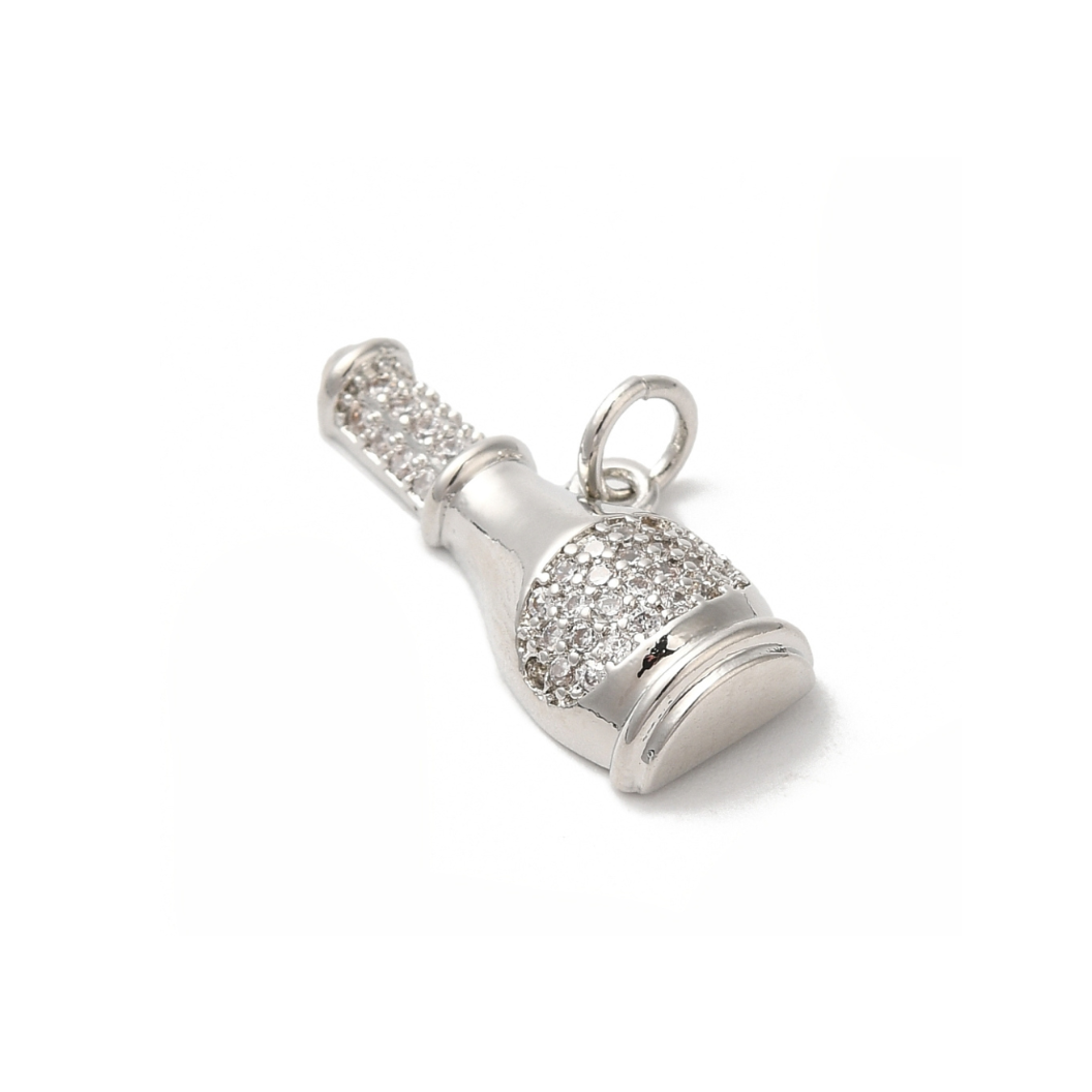 Front view of the Silver Cubic Zirconia Bubbly Bottle