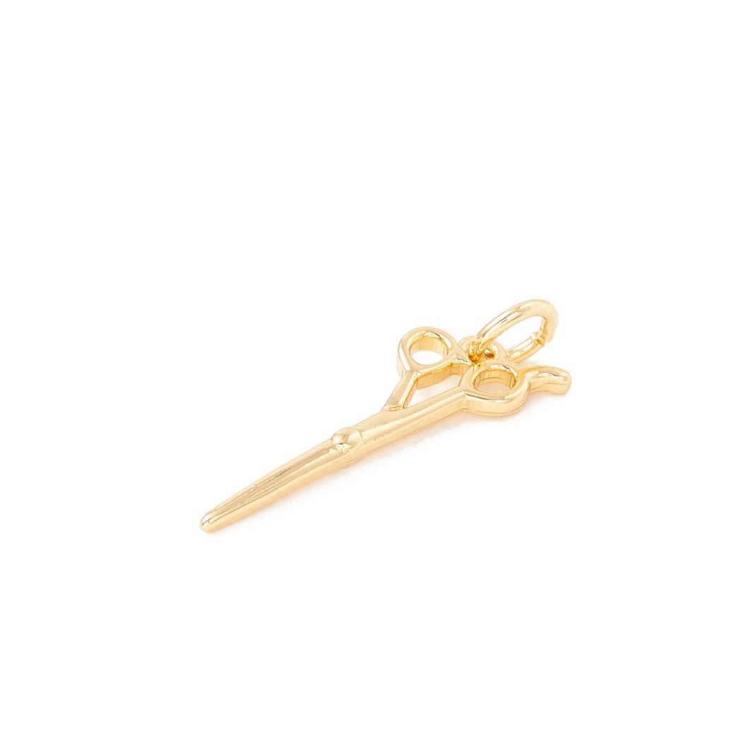 Side view of the Gold Cosmetologist Scissors Charm