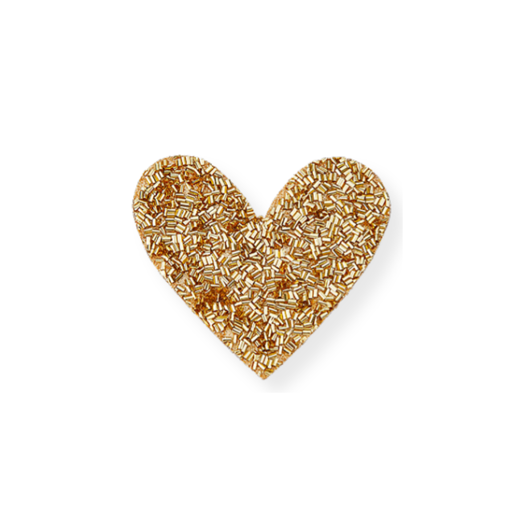 Front view of the Gold Beaded Heart Patch