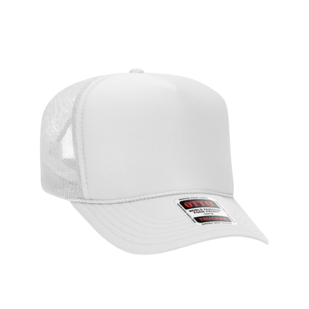 Front View of the White Trucker Hat
