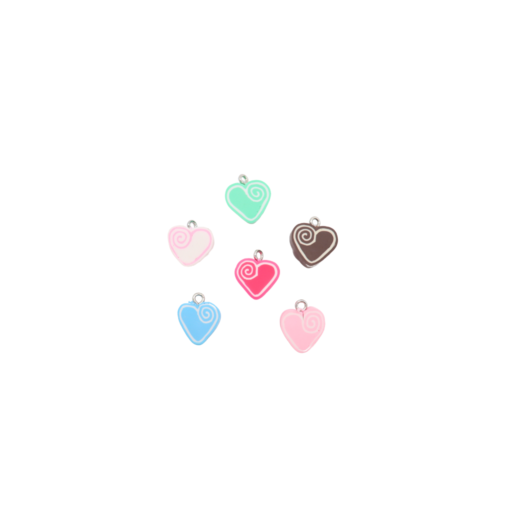 Front of six Swirled Candy Heart Lanyard Charm