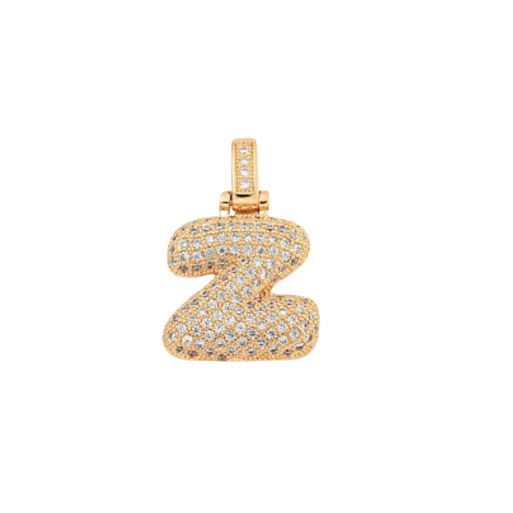 Light Gold Rhinestone Bubble Initial Letter | Alphabet Charm | Letter Z