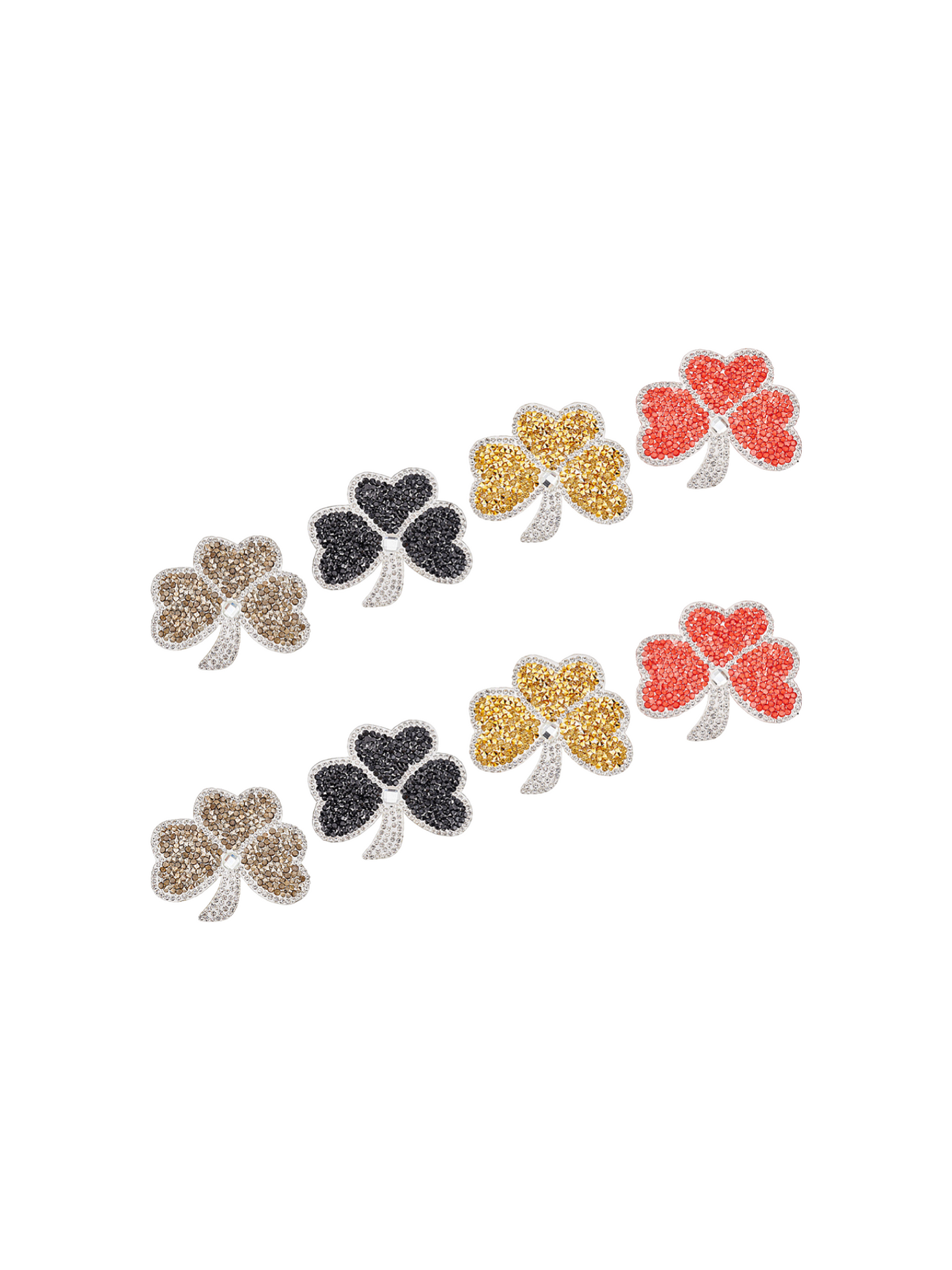 Front view of the Clover Leaf Rhinestone Patches | Assorted