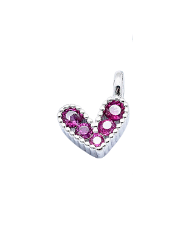Front of the Silver Pink Stone Heart Charm